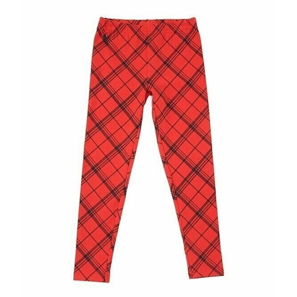 Polo Ralph Lauren Girls Plaid Stretch Jersey legging Red black Size XL 16